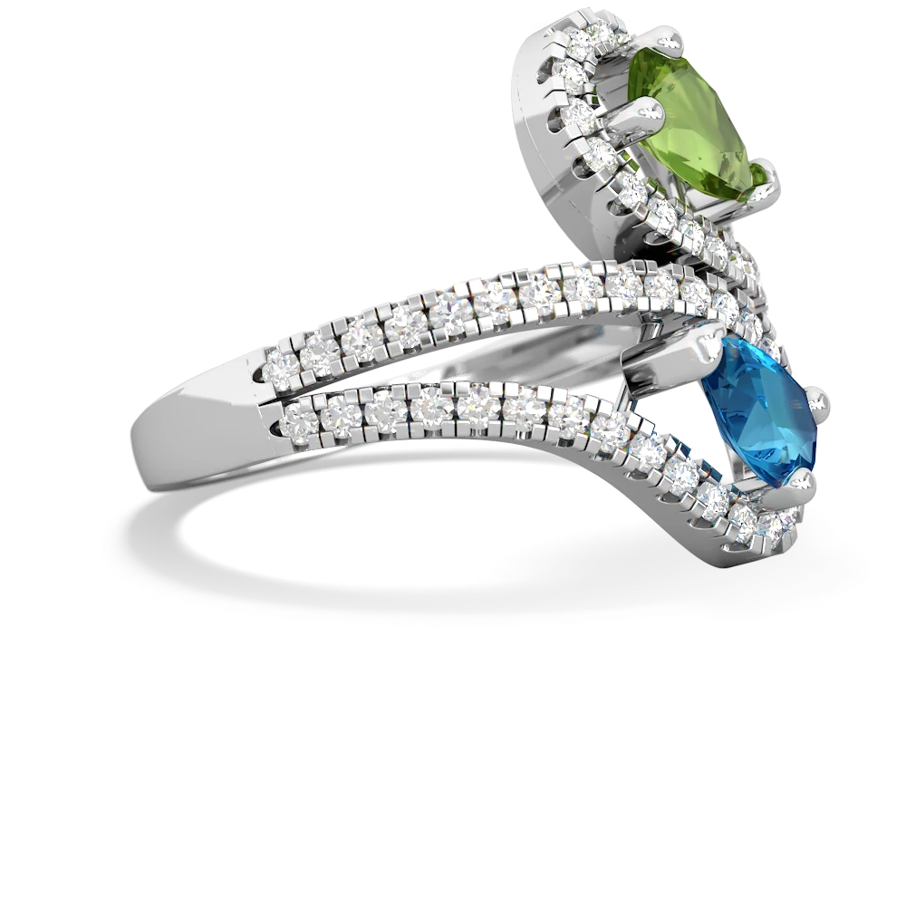 Peridot Diamond Dazzler 14K White Gold ring R3000