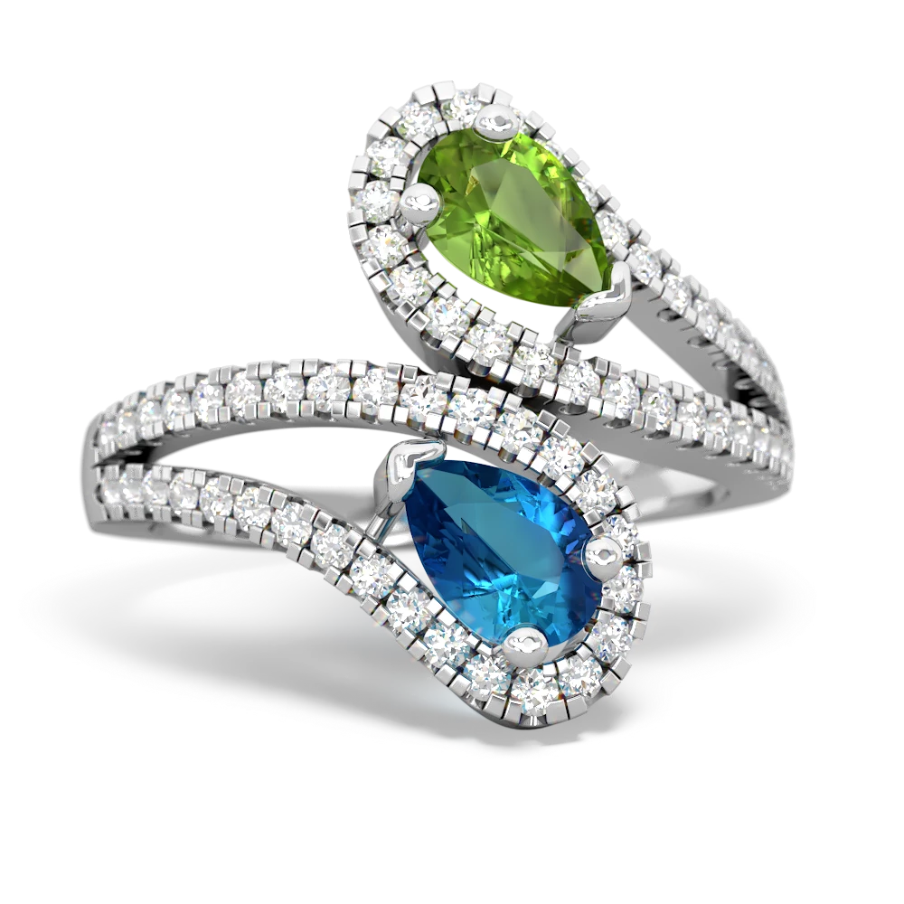 Peridot Diamond Dazzler 14K White Gold ring R3000