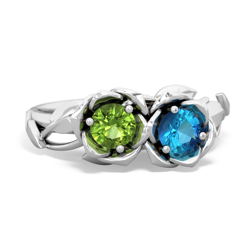 Peridot Rose Garden 14K White Gold ring R5510