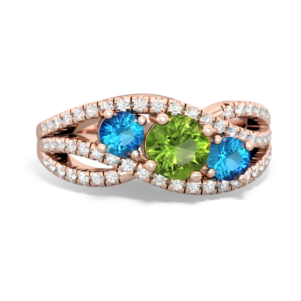 Peridot Three Stone Aurora 14K Rose Gold ring R3080