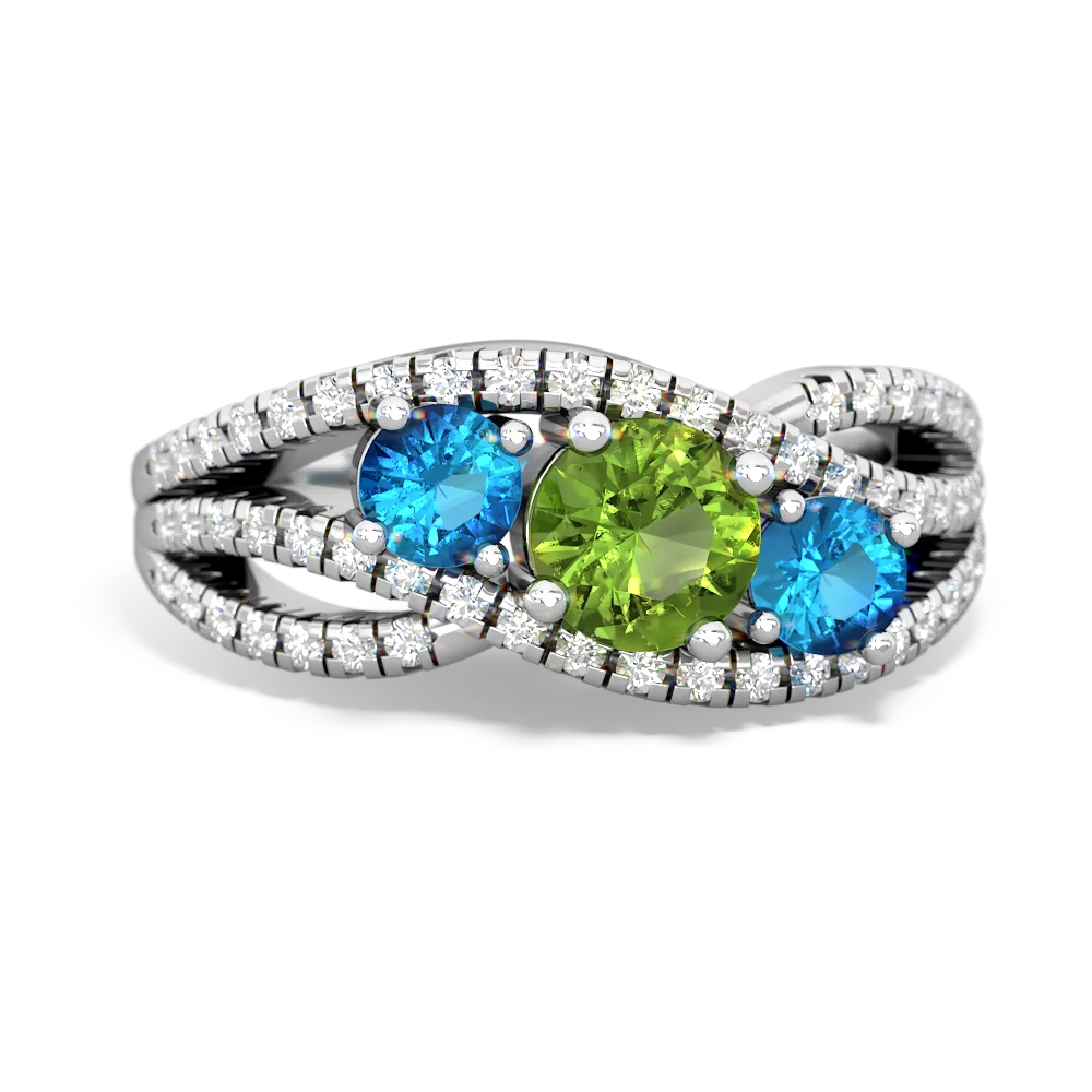 Peridot Three Stone Aurora 14K White Gold ring R3080