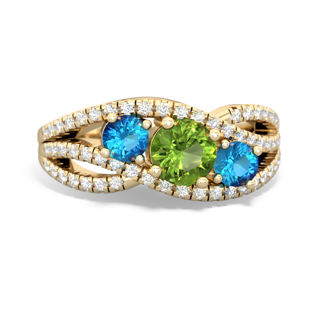 Peridot Three Stone Aurora 14K Yellow Gold ring R3080