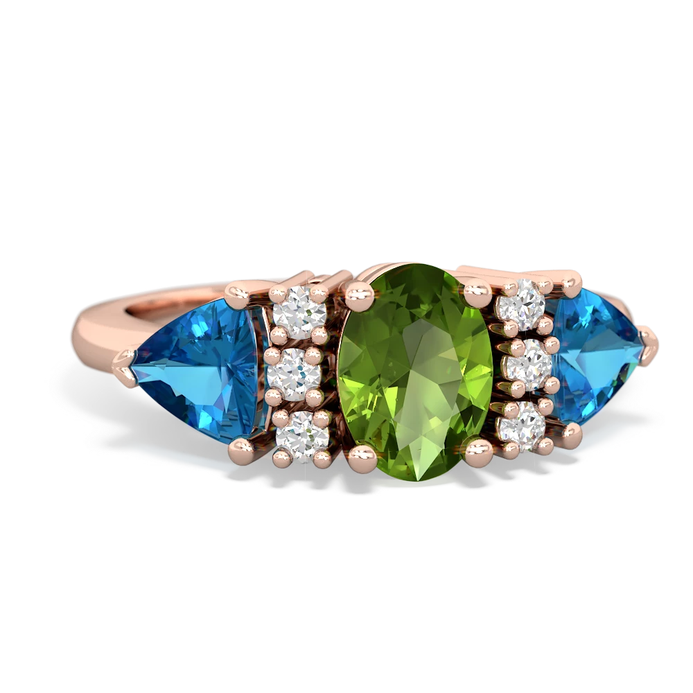 Peridot Antique Style Three Stone 14K Rose Gold ring R2186