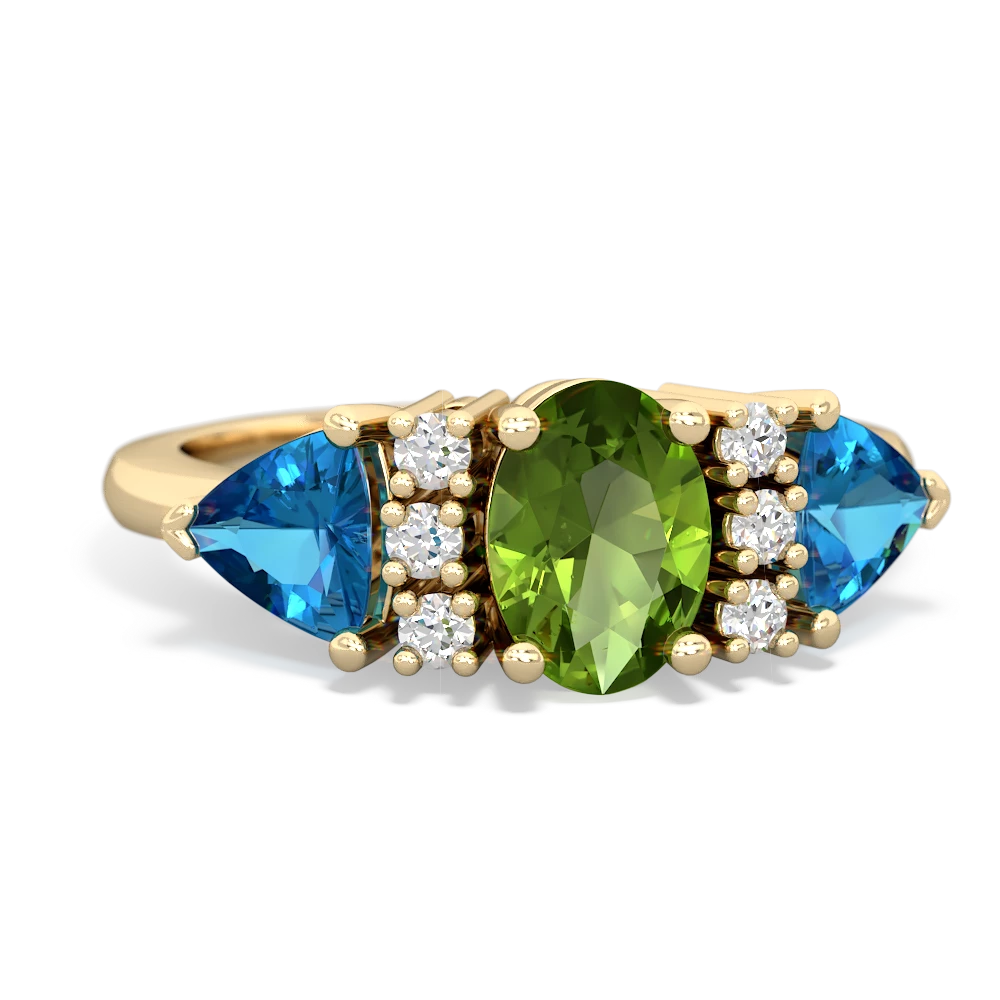 Peridot Antique Style Three Stone 14K Yellow Gold ring R2186