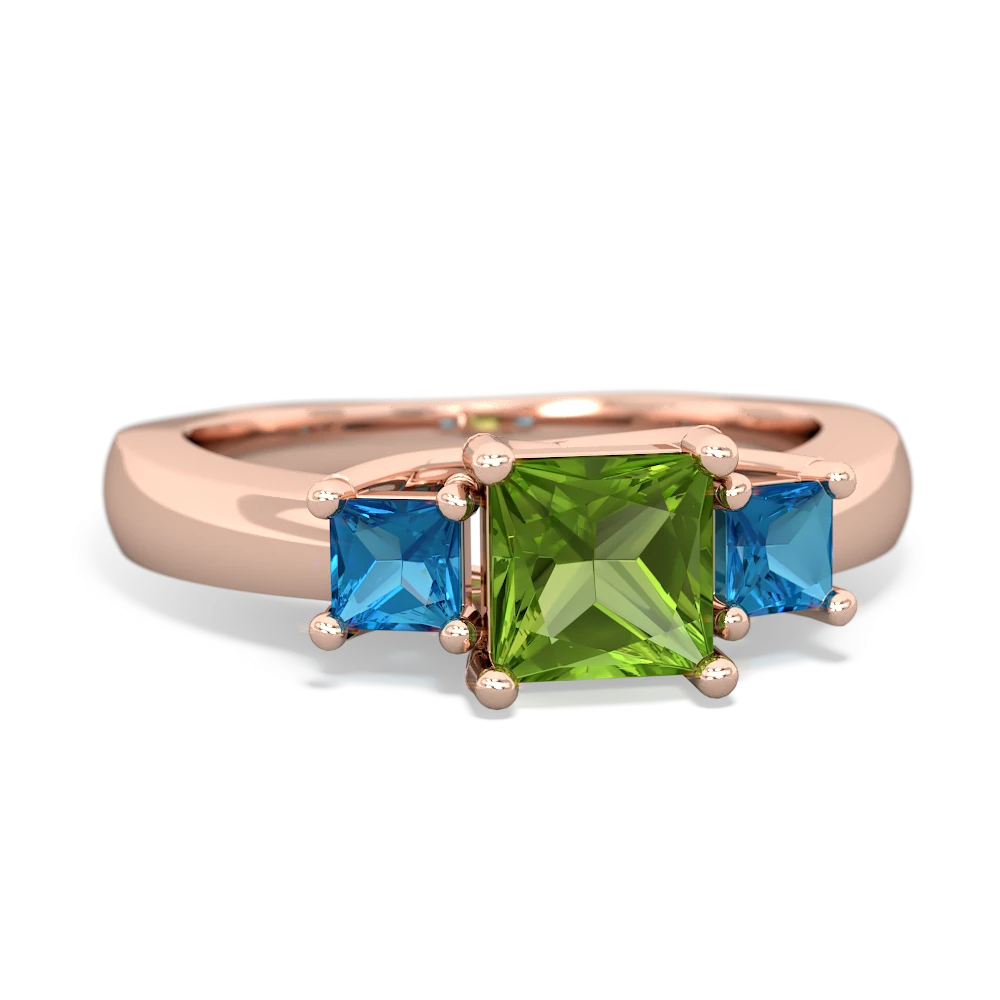 Peridot Three Stone Trellis 14K Rose Gold ring R4015