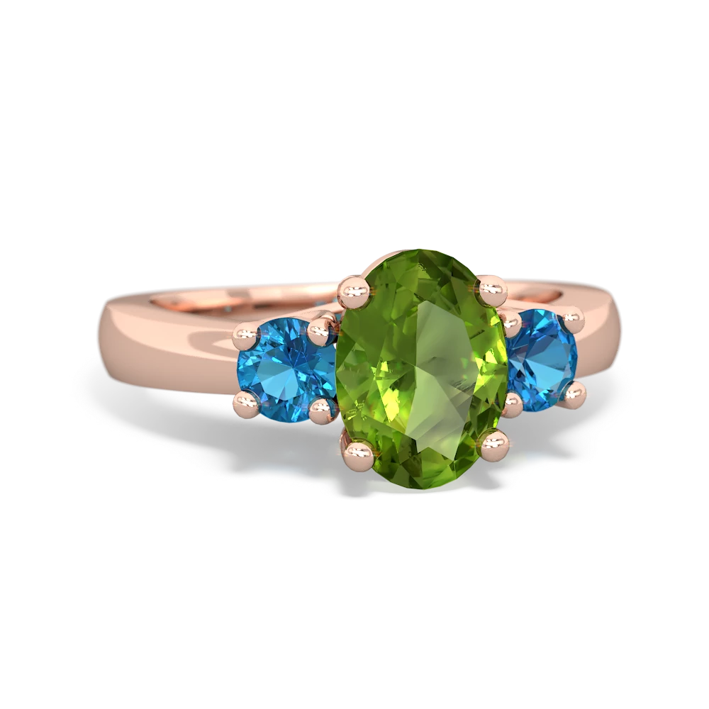 Peridot Three Stone Oval Trellis 14K Rose Gold ring R4024