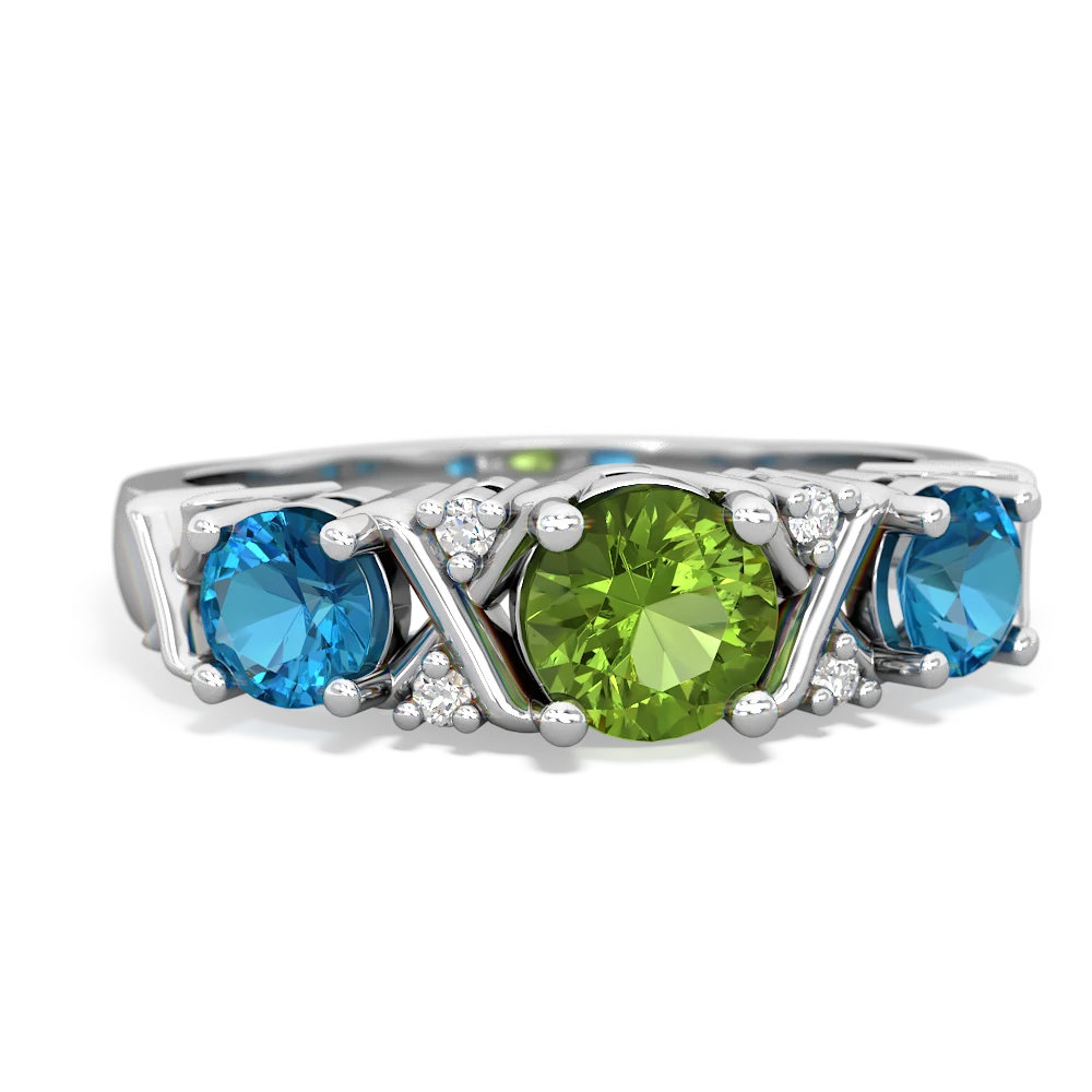 Peridot Hugs And Kisses 14K White Gold ring R5016