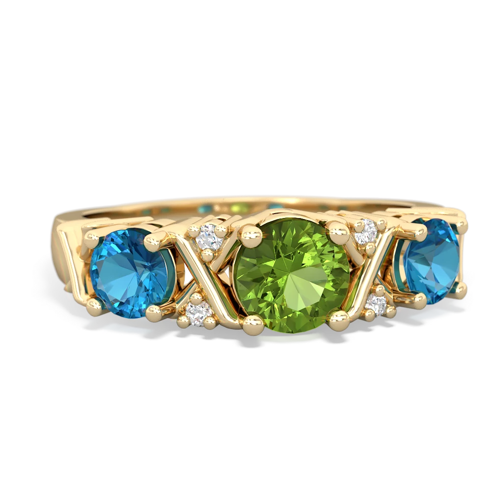 Peridot Hugs And Kisses 14K Yellow Gold ring R5016