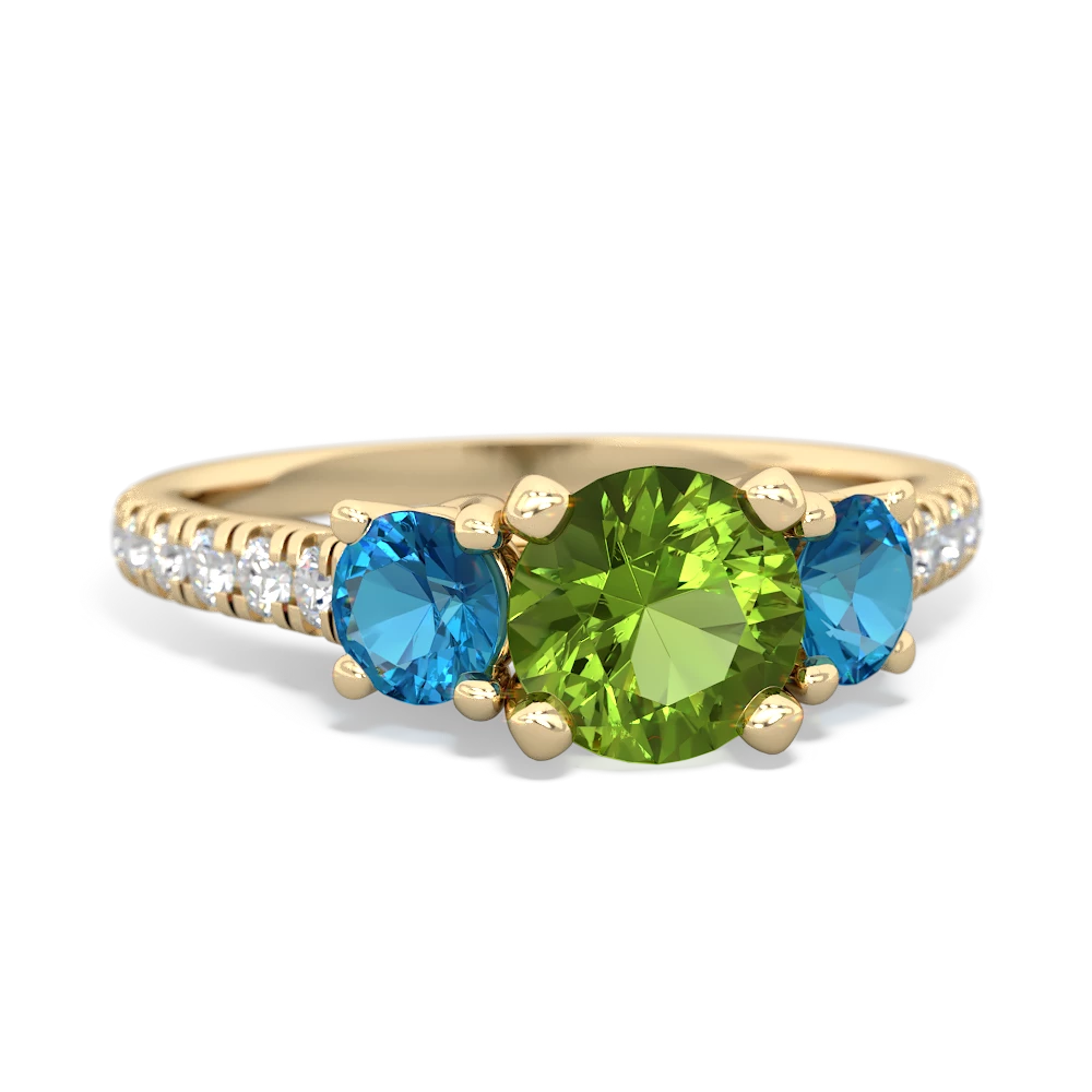 Peridot Pave Trellis 14K Yellow Gold ring R5500