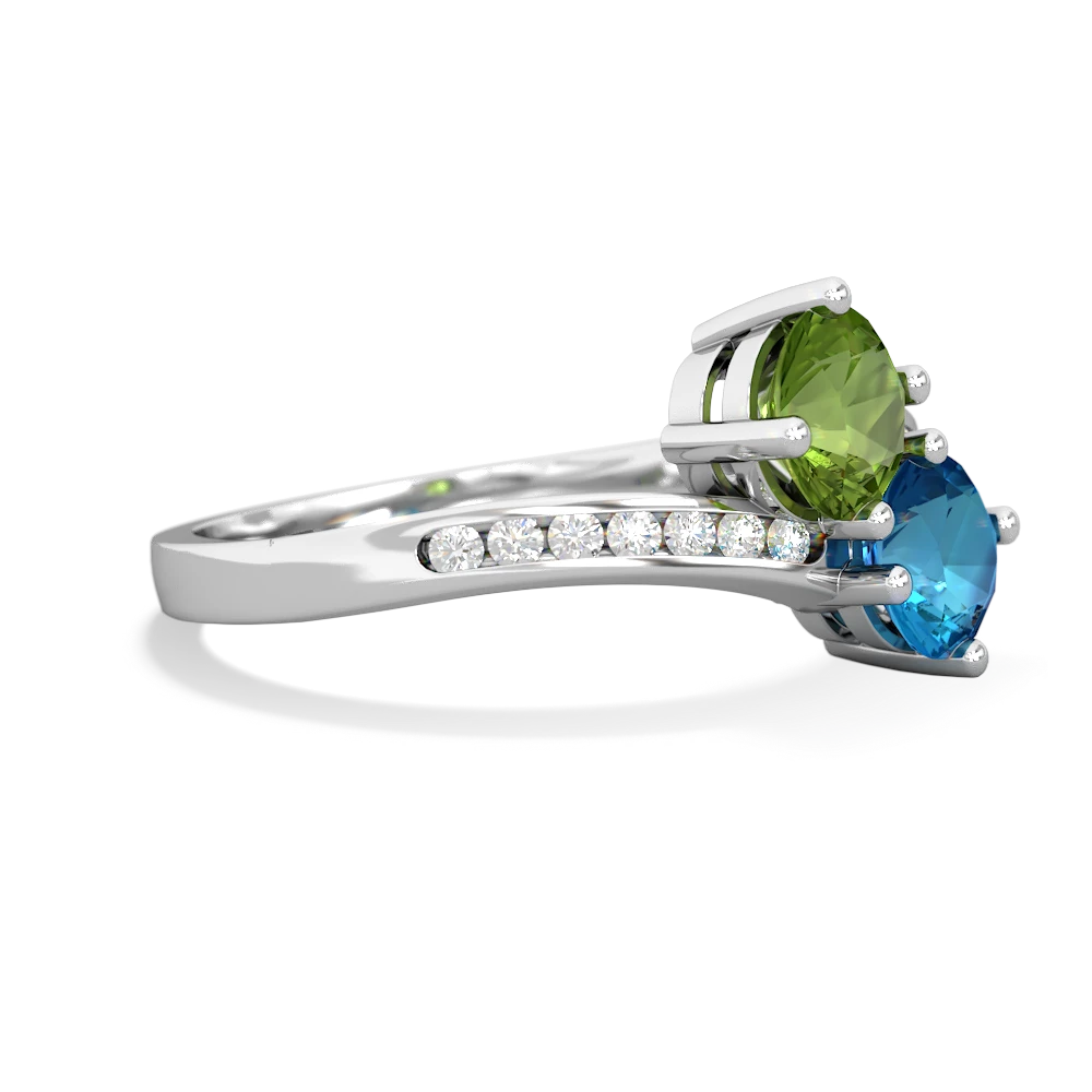 Peridot Channel Set Two Stone 14K White Gold ring R5303