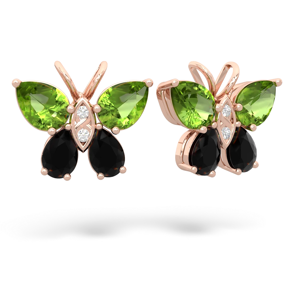 Peridot Butterfly 14K Rose Gold earrings E2215