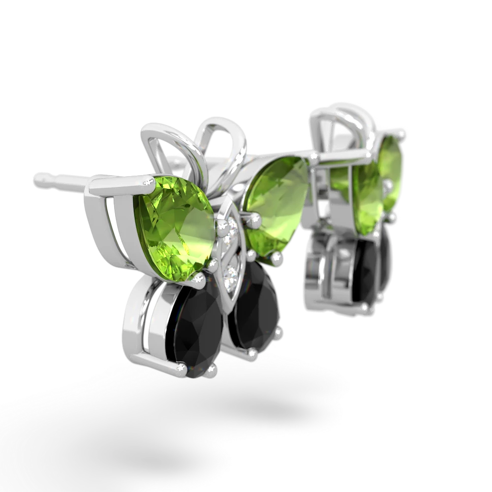 Peridot Butterfly 14K White Gold earrings E2215