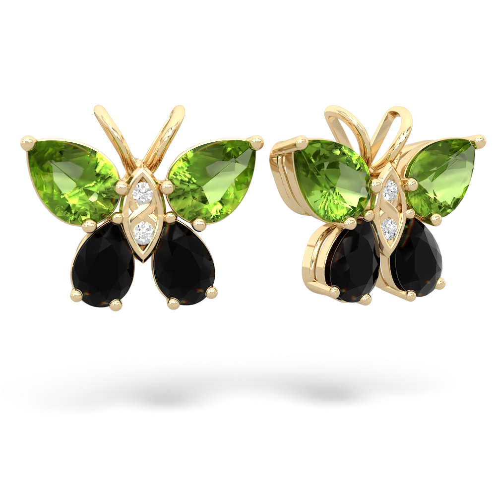 Peridot Butterfly 14K Yellow Gold earrings E2215