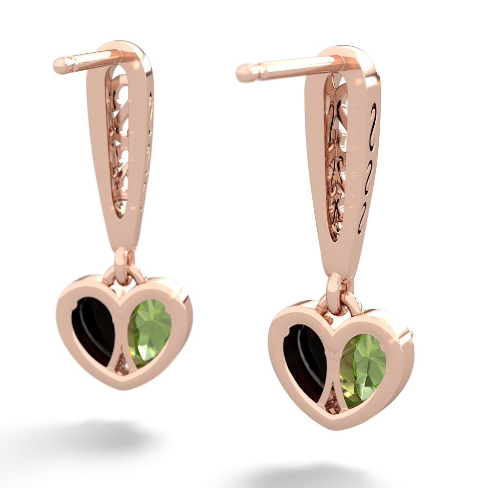 Peridot Filligree Heart 14K Rose Gold earrings E5070