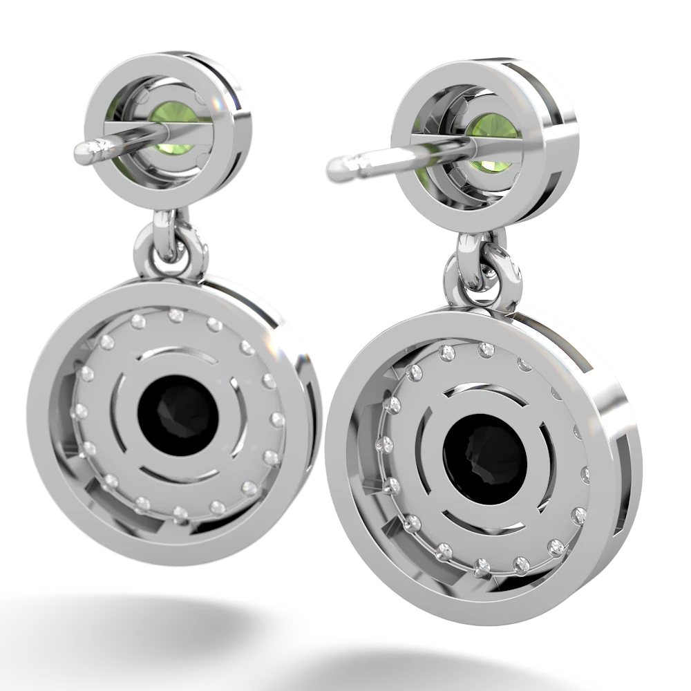 Peridot Halo Dangle 14K White Gold earrings E5319