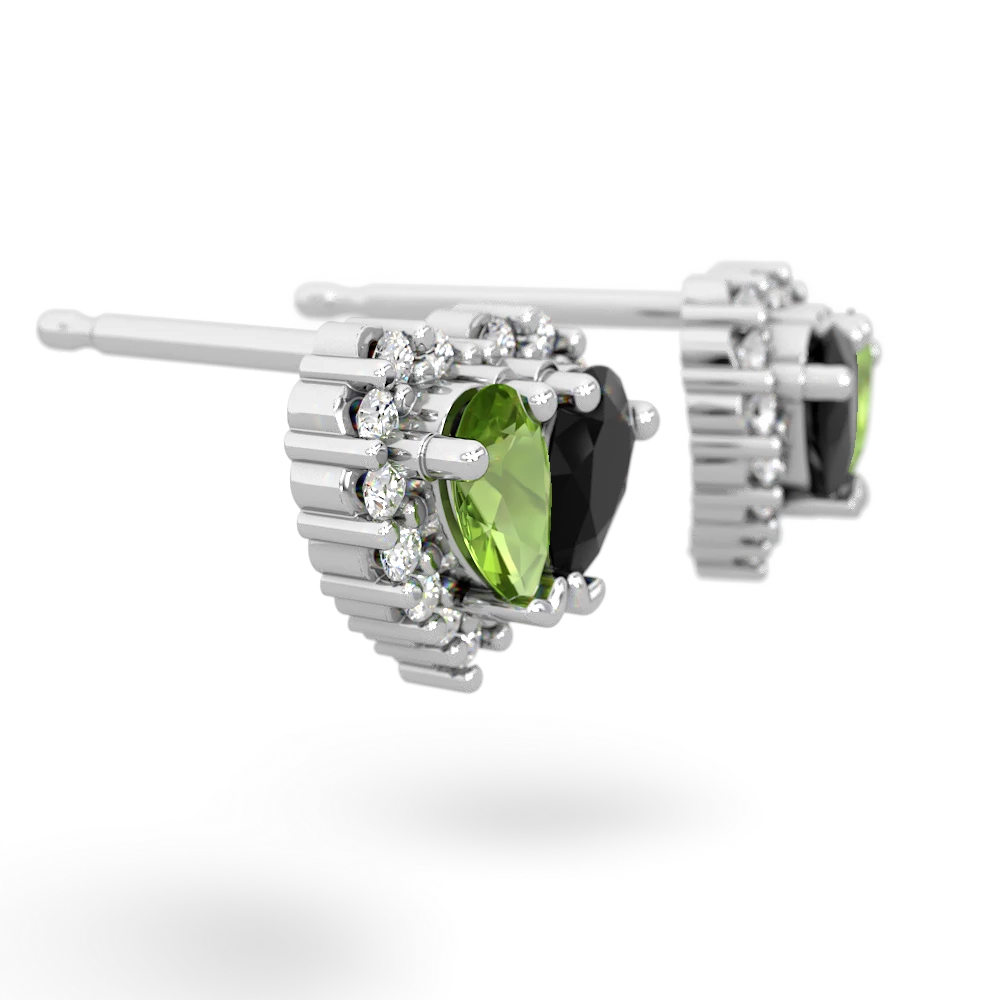 Peridot Halo 14K White Gold earrings E7008