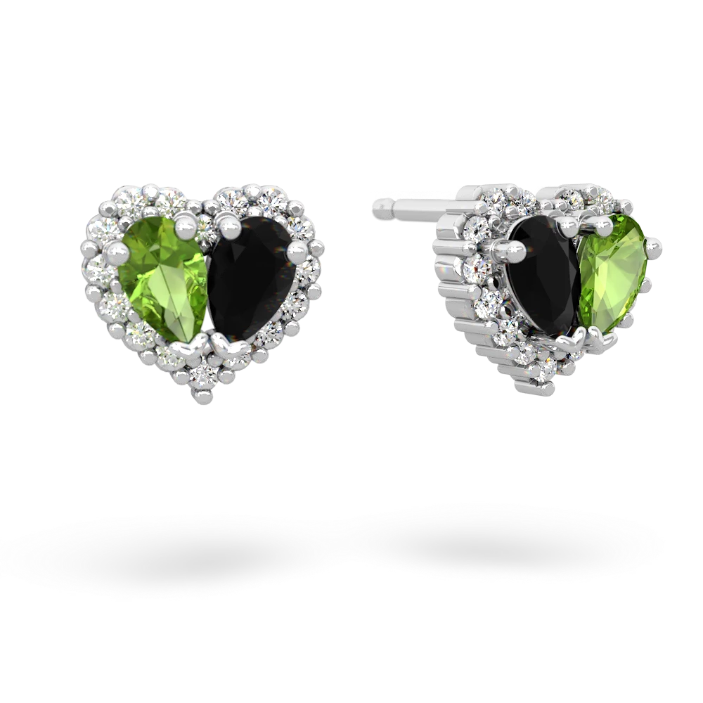 Peridot Halo 14K White Gold earrings E7008