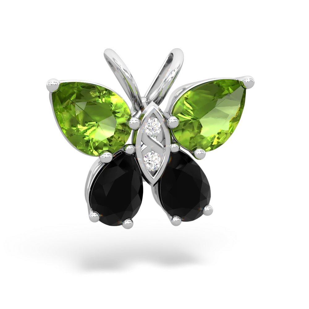 Peridot Butterfly 14K White Gold pendant P2215