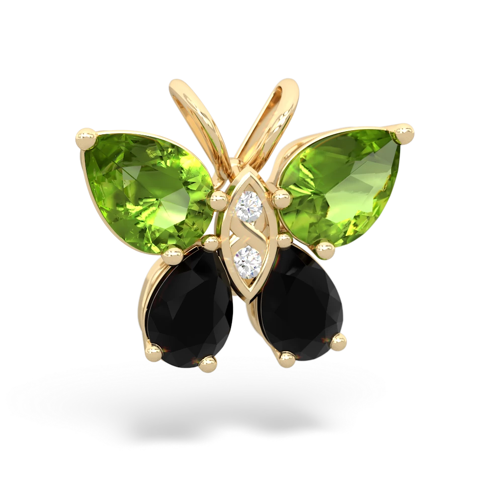 Peridot Butterfly 14K Yellow Gold pendant P2215