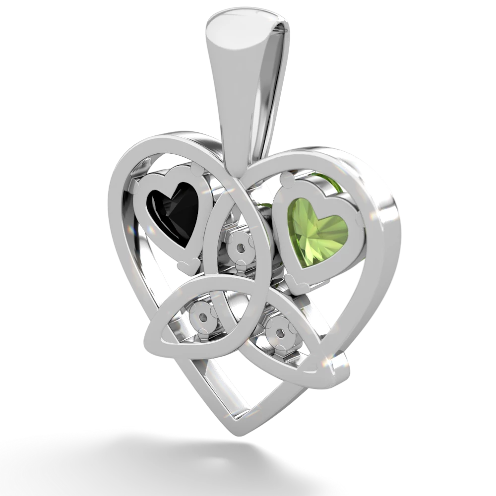 Peridot Celtic Trinity Heart 14K White Gold pendant P5331