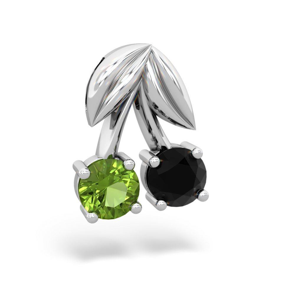 Peridot Sweet Cherries 14K White Gold pendant P7001