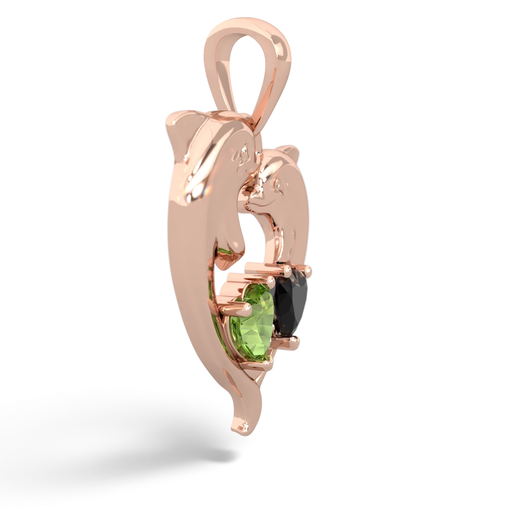 Peridot Dolphin Heart 14K Rose Gold pendant P5820