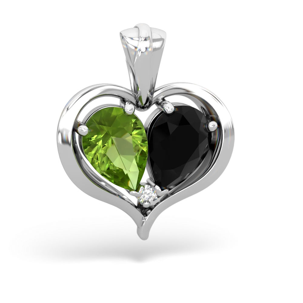 Peridot Two Become One 14K White Gold pendant P5330