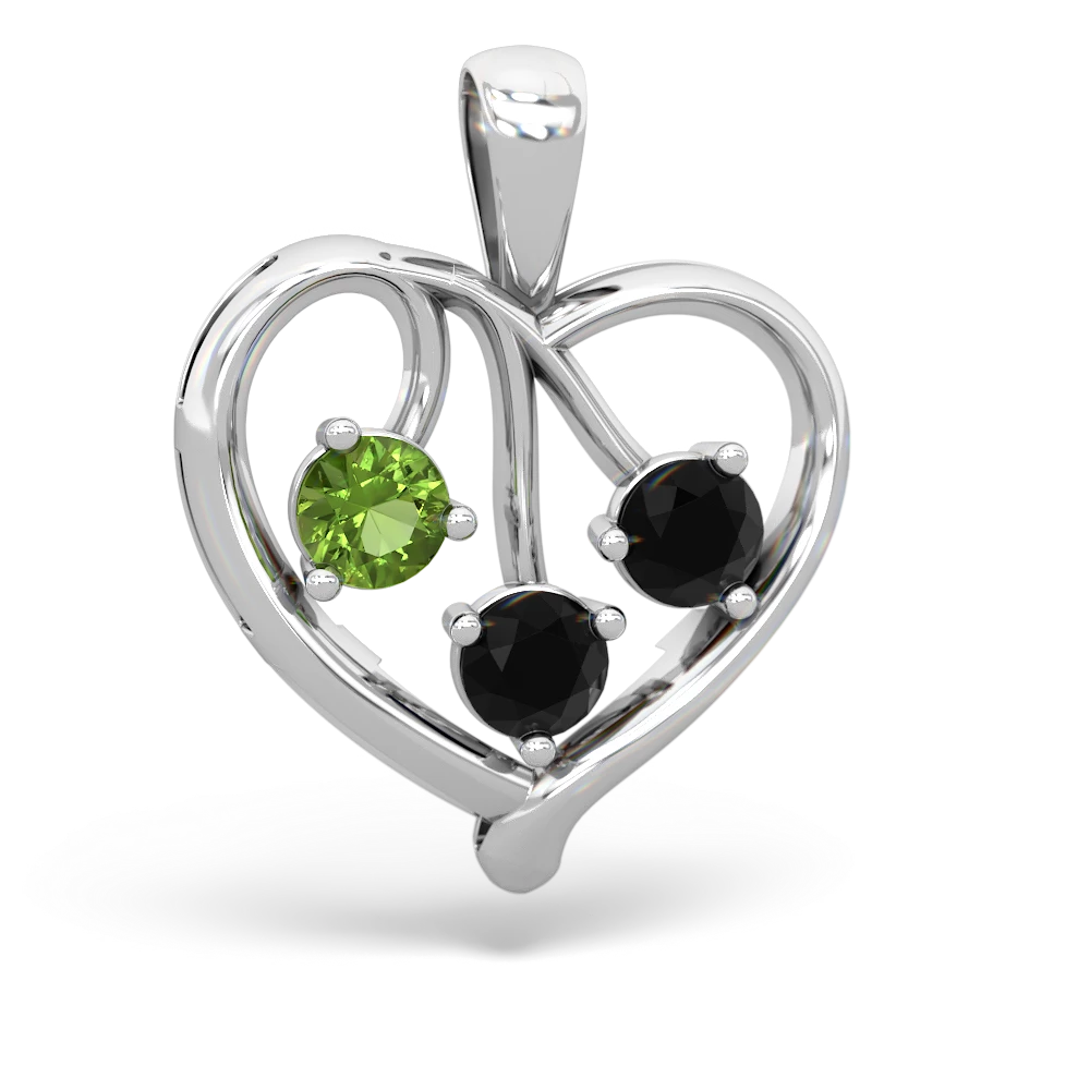 Peridot Glowing Heart 14K White Gold pendant P2233