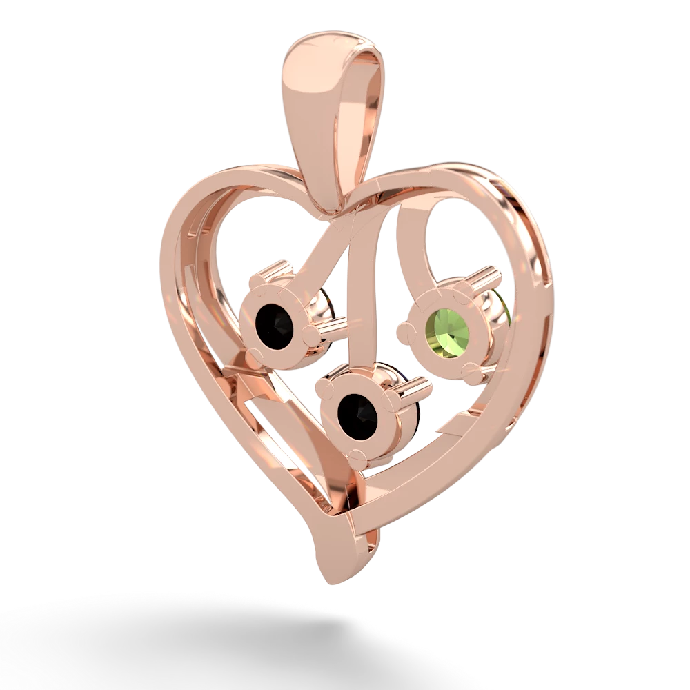 Peridot Glowing Heart 14K Rose Gold pendant P2233