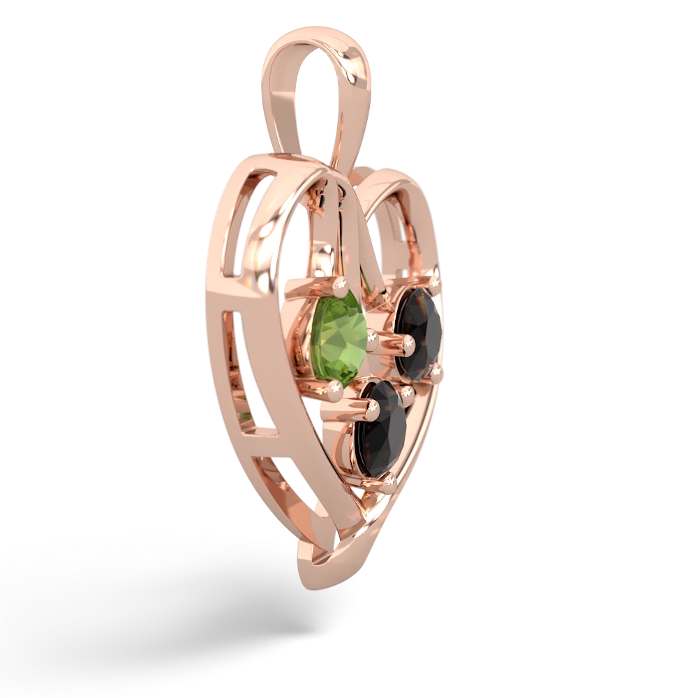 Peridot Glowing Heart 14K Rose Gold pendant P2233