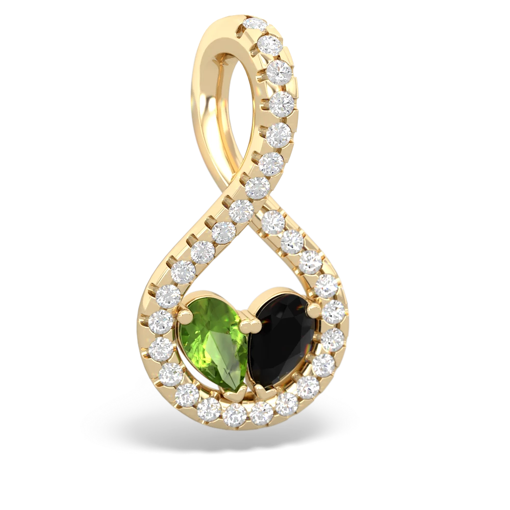 Peridot Pave Twist 'One Heart' 14K Yellow Gold pendant P5360