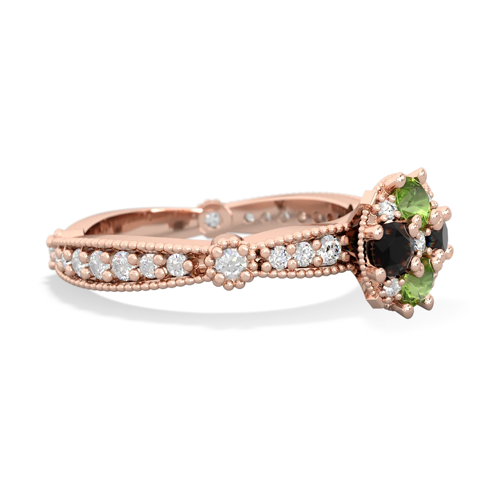 Peridot Sparkling Tiara Cluster 14K Rose Gold ring R26293RD