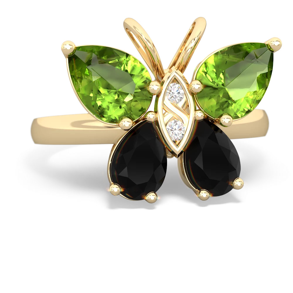 Peridot Butterfly 14K Yellow Gold ring R2215