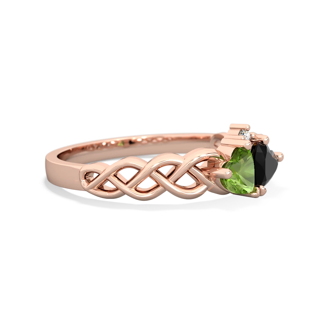 Peridot Heart To Heart Braid 14K Rose Gold ring R5870