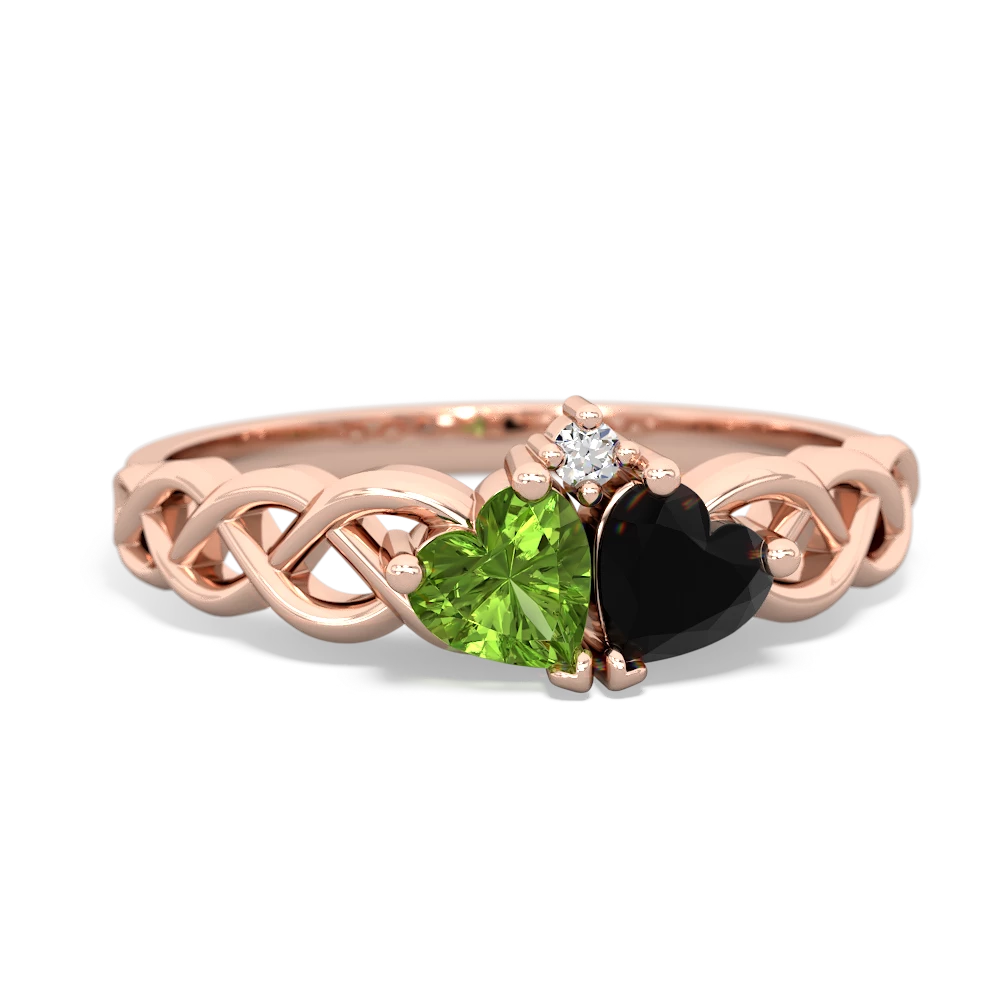 Peridot Heart To Heart Braid 14K Rose Gold ring R5870