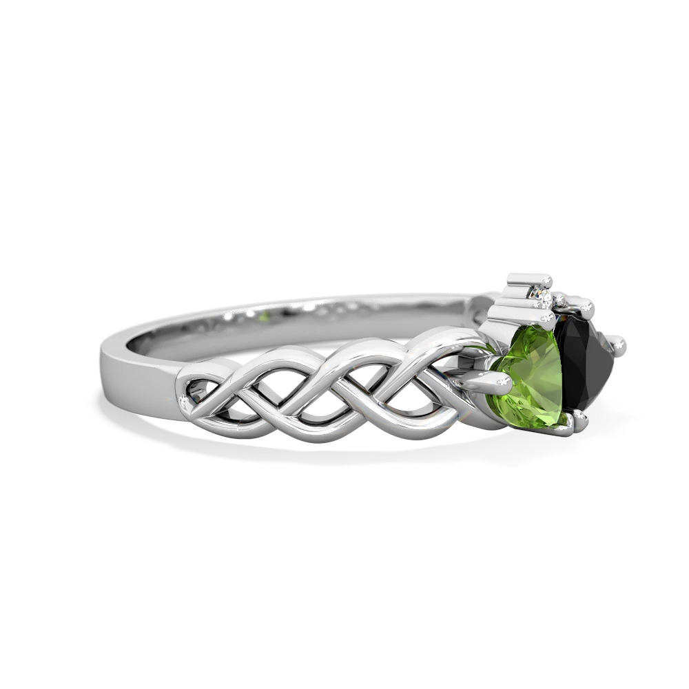 Peridot Heart To Heart Braid 14K White Gold ring R5870