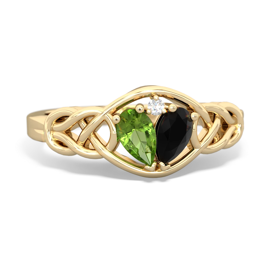 Peridot Celtic Love Knot 14K Yellow Gold ring R5420