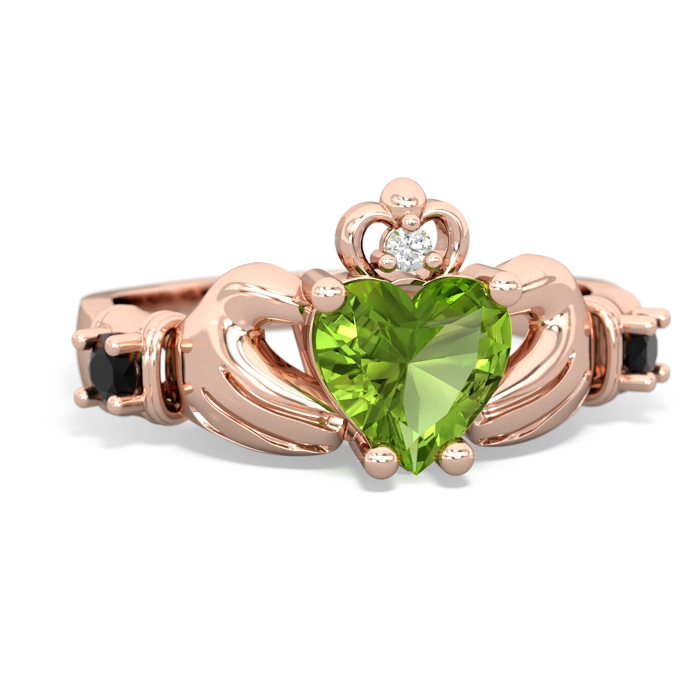 Peridot Claddagh Keepsake 14K Rose Gold ring R5245