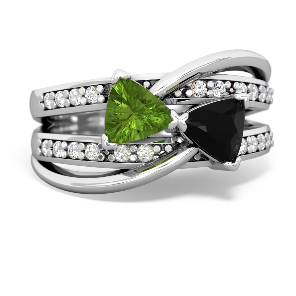 Peridot Bowtie 14K White Gold ring R2360