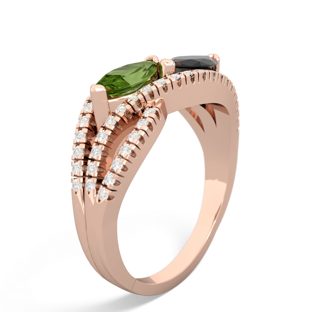 Peridot Diamond Rivers 14K Rose Gold ring R3070