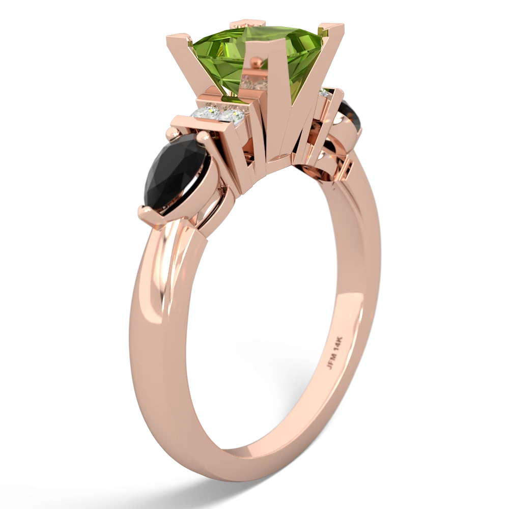 Peridot 6Mm Princess Eternal Embrace Engagement 14K Rose Gold ring C2002