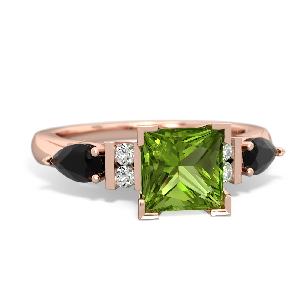 Peridot 6Mm Princess Eternal Embrace Engagement 14K Rose Gold ring C2002