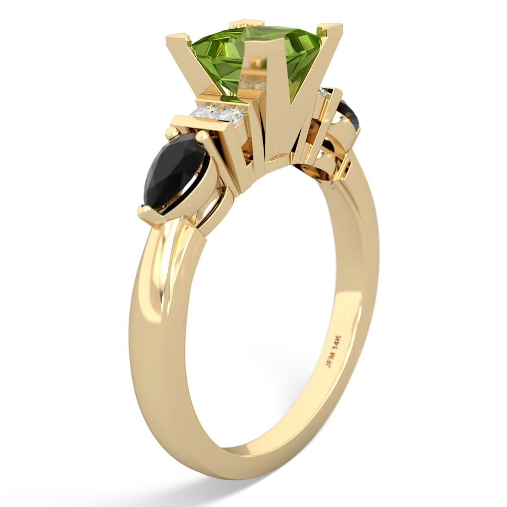 Peridot 6Mm Princess Eternal Embrace Engagement 14K Yellow Gold ring C2002