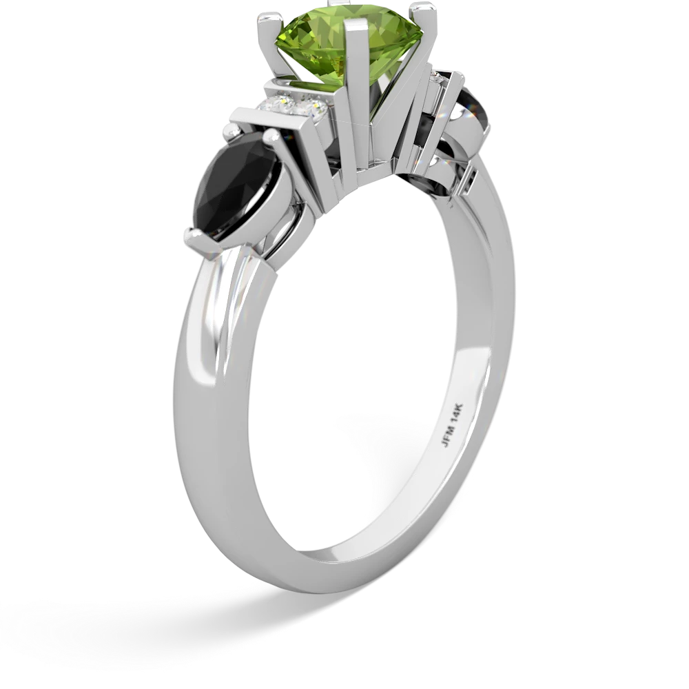 Peridot 6Mm Round Eternal Embrace Engagement 14K White Gold ring R2005