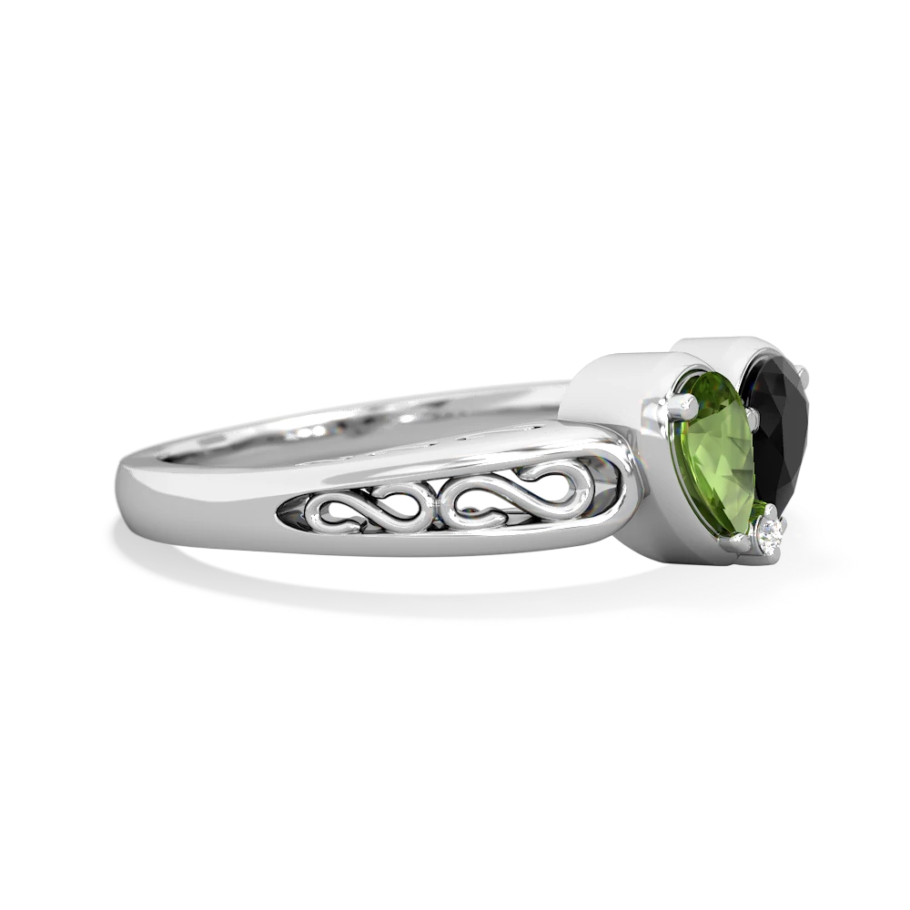Peridot Filligree 'One Heart' 14K White Gold ring R5070