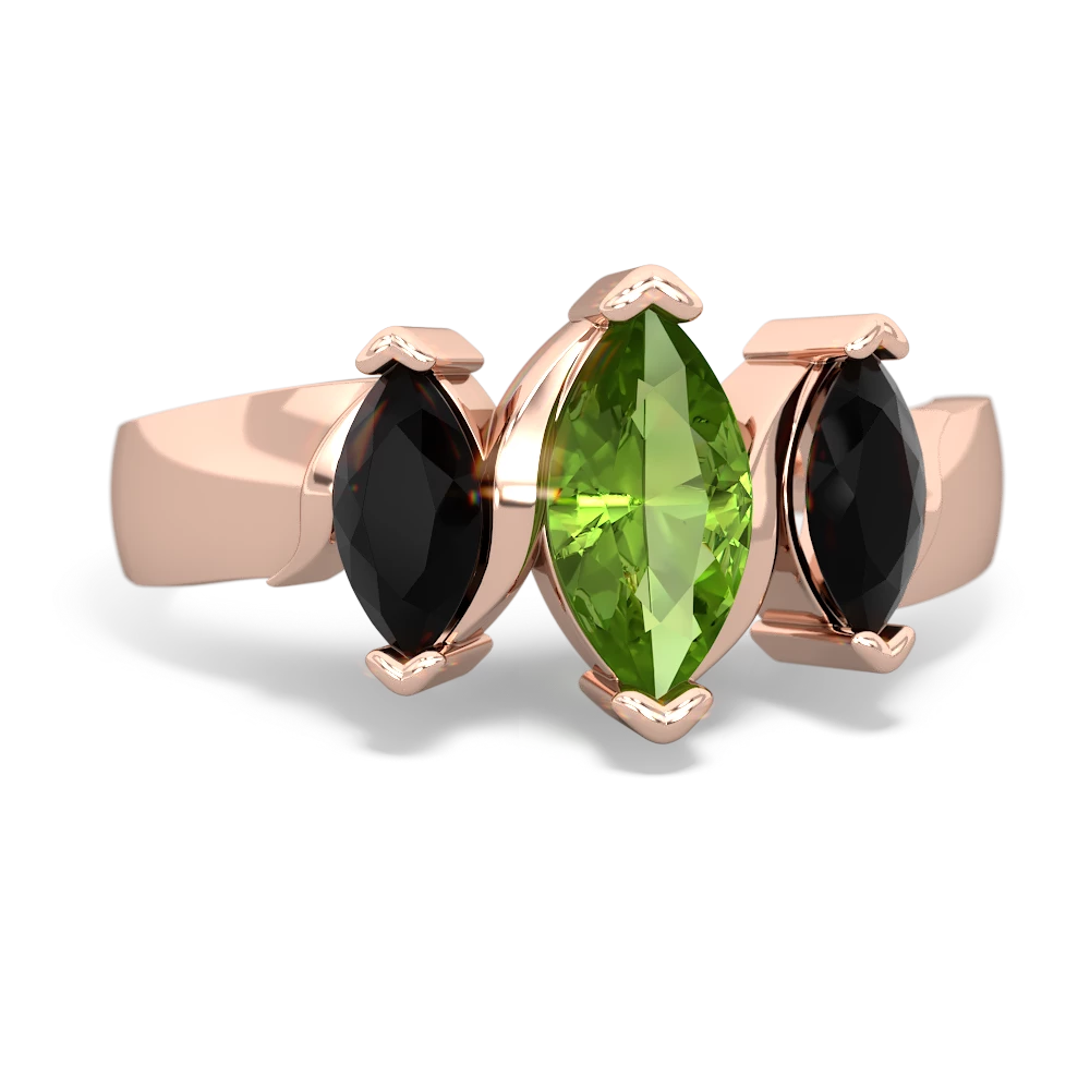 Peridot Three Peeks 14K Rose Gold ring R2433