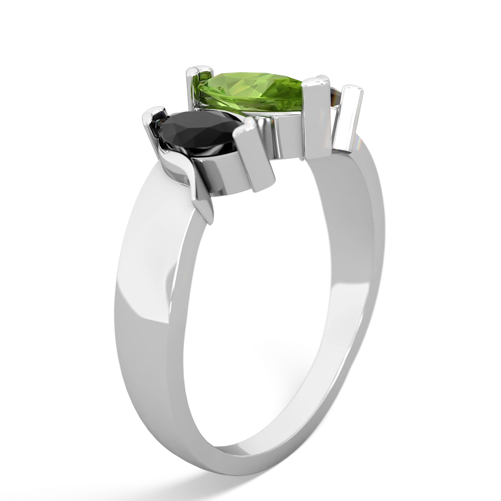 Peridot Three Peeks 14K White Gold ring R2433