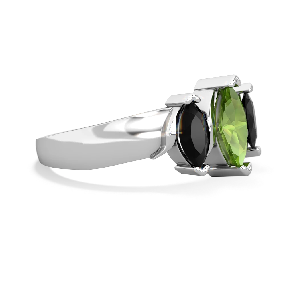 Peridot Three Peeks 14K White Gold ring R2433