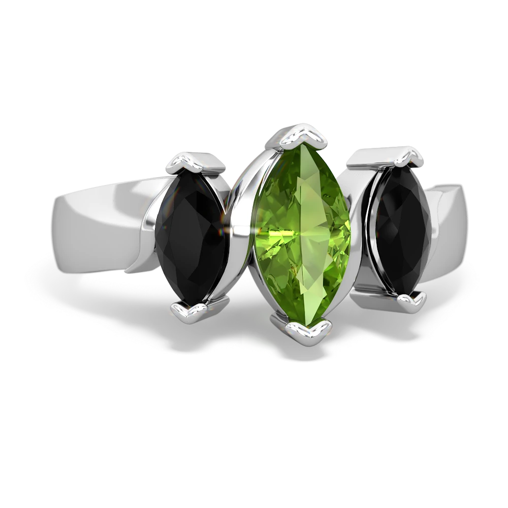 Peridot Three Peeks 14K White Gold ring R2433