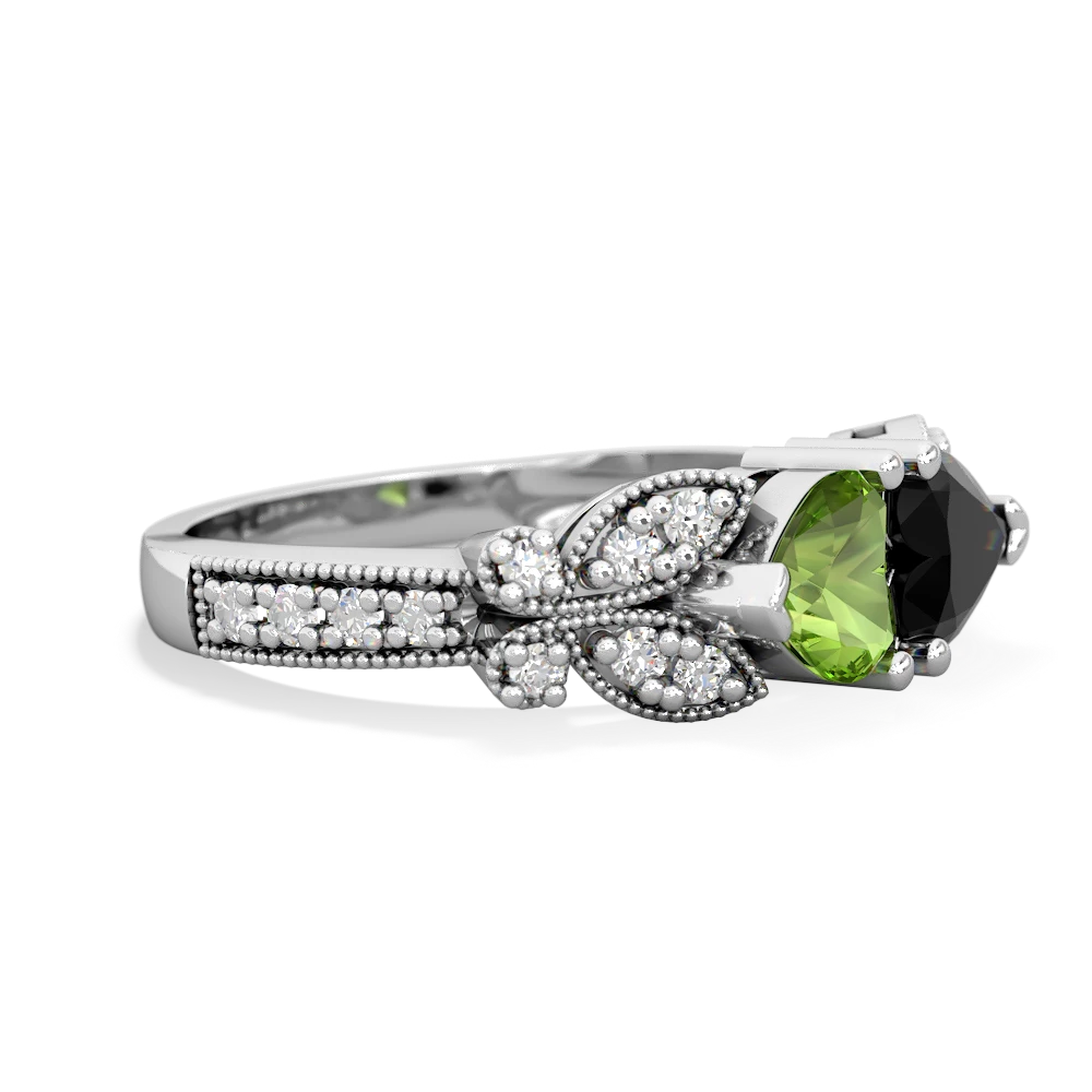 Peridot Diamond Butterflies 14K White Gold ring R5601